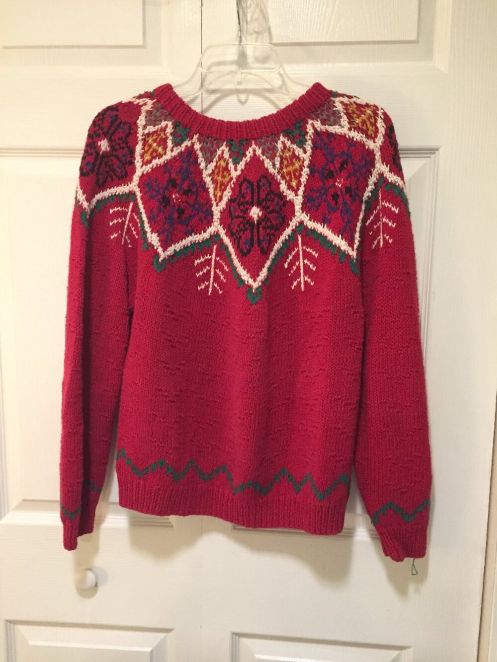 NORTHERN ISLES Sweater Women's M Hand Knit Christmas Long Sleeve Fair Isle VTG